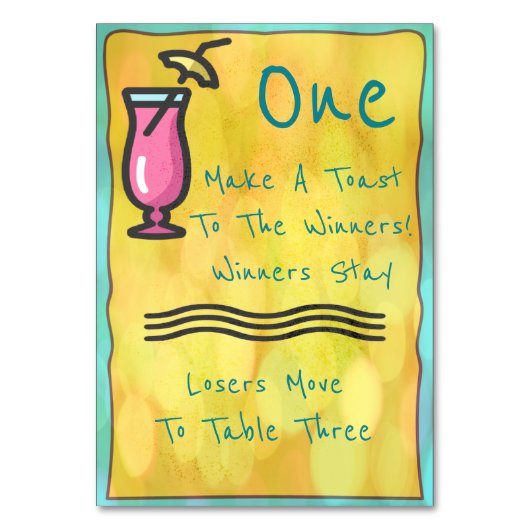 Carte de table Bunco Boisson Rose #1 (Dos)