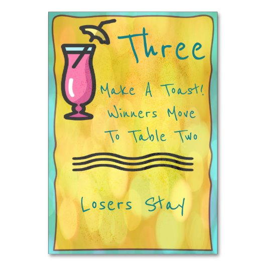 Carte de table Bunco Boisson Rose #3 (Dos)