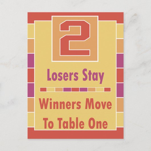 Carte de table Bunco Grandes Colorées #2 (Devant)