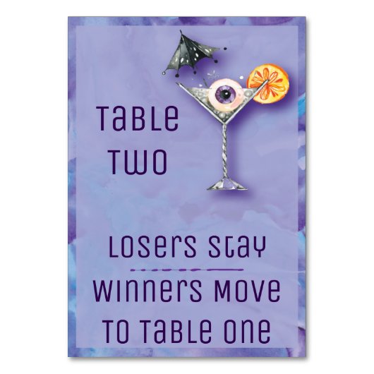 Carte de table Bunco Halloween - Tableau 2 Boisson (Dos)