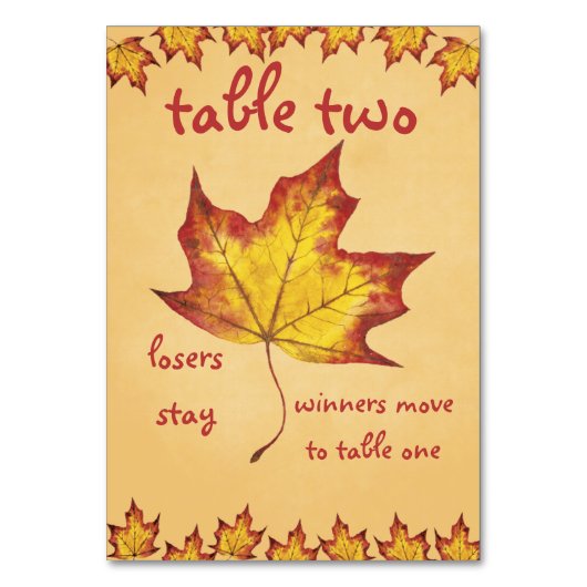 Carte de table Bunco Leaf Fall #2 (Dos)