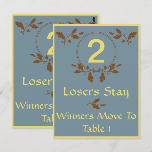 Carte de table Bunco-Leaves Fall N° 2 (Devant / Derrière)