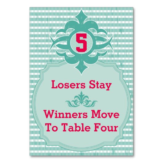 Carte de table Bunco - Plat #5 (Dos)