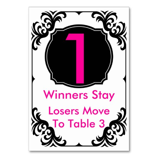Carte de table Bunco rose et noir - #1 (Dos)
