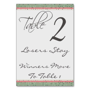 Carte de table Bunco stylée Pois amusante #2