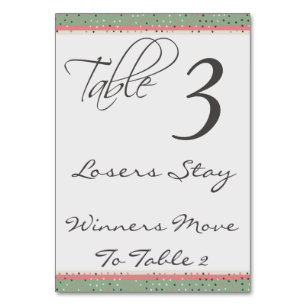 Carte de table Bunco stylée Pois amusante #3