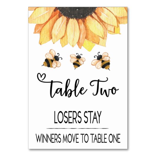 Carte de table Bunco Sunflower Bee #2 (Par défaut)