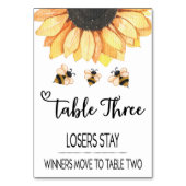 Carte de table Bunco Sunflower Bee #3 (Dos)