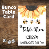 Carte de table Bunco Sunflower Bee #3