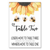 Carte de table Bunco Sunflower Bee Two (Dos)