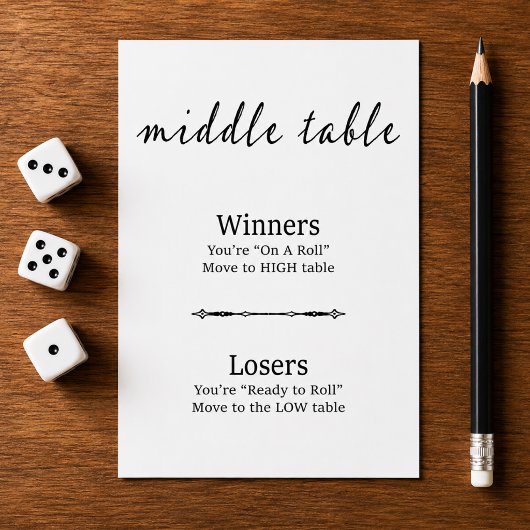 Carte de table centrale moderne Bunco noir et blan