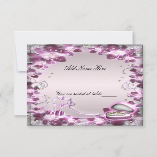 Carte de table chic florale violette tendance (Devant)