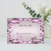 Carte de table chic florale violette tendance (Debout devant)