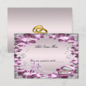 Carte de table chic florale violette tendance (Devant / Derrière)