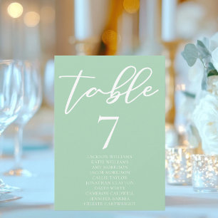 Carte de table Chic Mint Green White Mariage avec