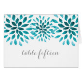 Carte de table Chrysanthemum turquoise Watercolor (Devant horizontal)