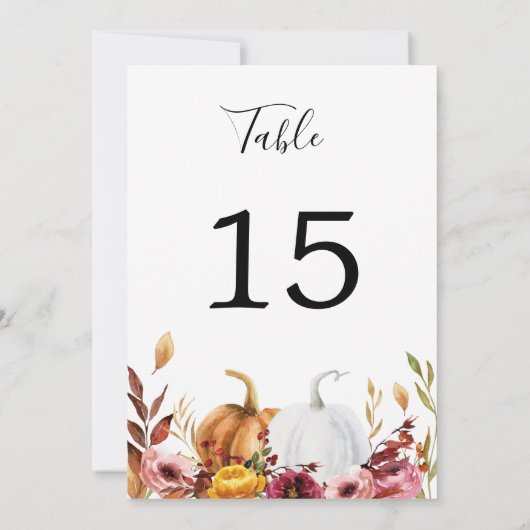 Carte de table Citrouille de l'automne (Dos)