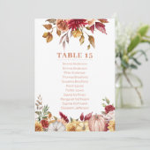 Carte de table Citrouille des fleurs d'automne (Debout devant)
