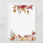 Carte de table Citrouille des fleurs d'automne (Dos)