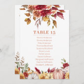 Carte de table Citrouille des fleurs d'automne (Devant / Derrière)