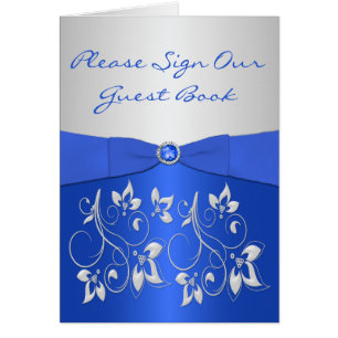 Carte de table Cobalt Blue and Silver Floral Récep
