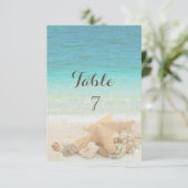 Carte de table Coquillages Mariage sur la Plage (Debout devant)