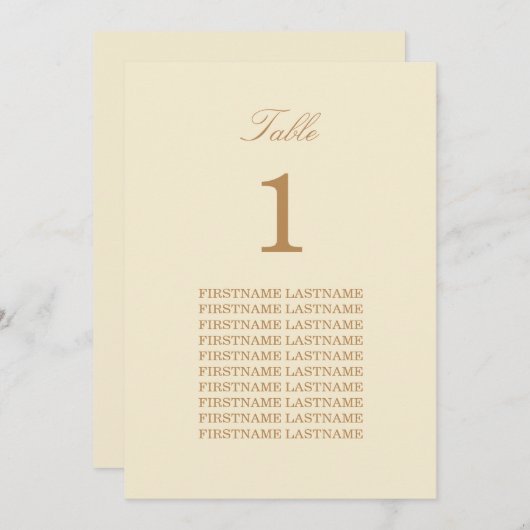 Carte de table crème beige (Devant / Derrière)