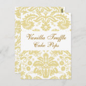 Carte de table Crème White Mariage damassé Traite (Devant / Derrière)