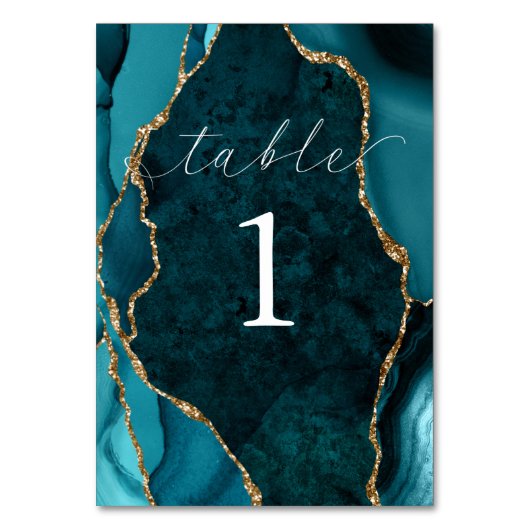 Carte de table d'Agate en marbre turquoise et or (Dos)
