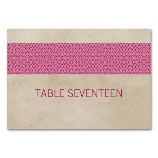 Carte de table Damask Russe rose (Devant)
