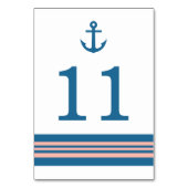 Carte de table d'Ancre marine corail bleu (Dos)