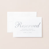 Carte de table d'anniversaire de fête en argent ré (Devant avec enveloppe)