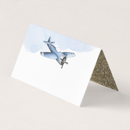 Carte de table de Baby shower d'avion vintage (Devant)