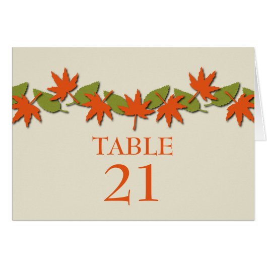 Carte de table de bordure de l'automne, orange/ver (Devant horizontal)