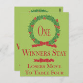 Carte de table de Bunco de Noël Couronne de houx U (Devant / Derrière)