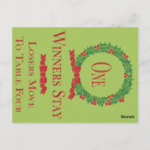 Carte de table de Bunco de Noël Couronne de houx U (Dos)