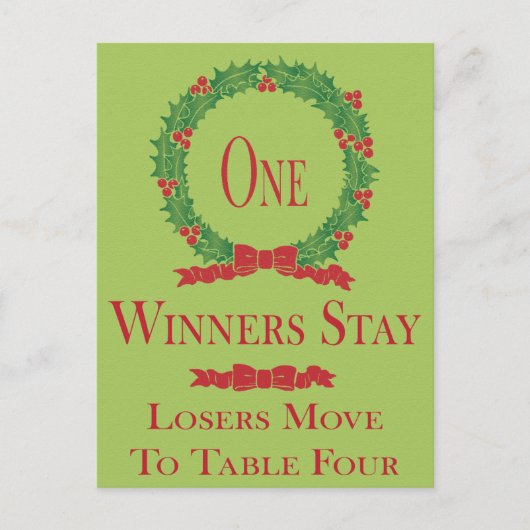 Carte de table de Bunco de Noël Couronne de houx U (Devant)