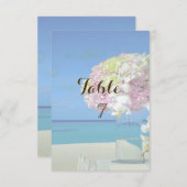 Carte de table de fleurs de mariage à la plage (Devant / Derrière)