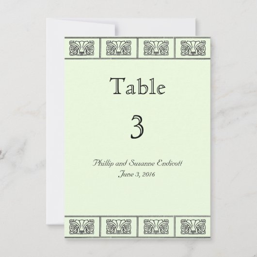 Carte de table de mariage à bordure de fleurs Art  (Devant)