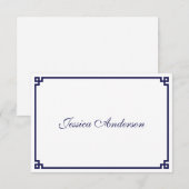 Carte de table de mariage à bordure grecque bleu m (Devant / Derrière)