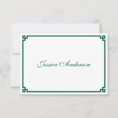 Carte de table de mariage à bordure grecque verte (Devant)