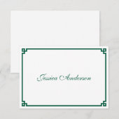 Carte de table de mariage à bordure grecque verte (Devant / Derrière)