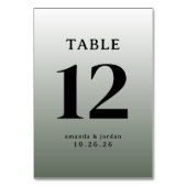 Carte de table de mariage à dégradé de gris sophis (Dos)