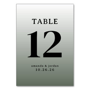 Carte de table de mariage à dégradé de gris sophis