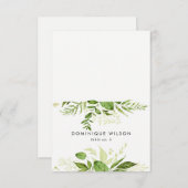 Carte de table de mariage à feuillage vert sauvage (Devant / Derrière)