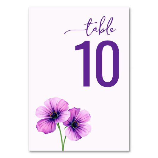 Carte de table de mariage à fleurs violettes serei (Par défaut)