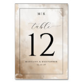 Carte de table de mariage à l'aquarelle beige élég (Dos)