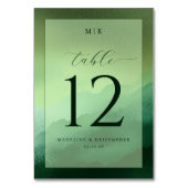 Carte de table de mariage à l'aquarelle verte sere (Dos)