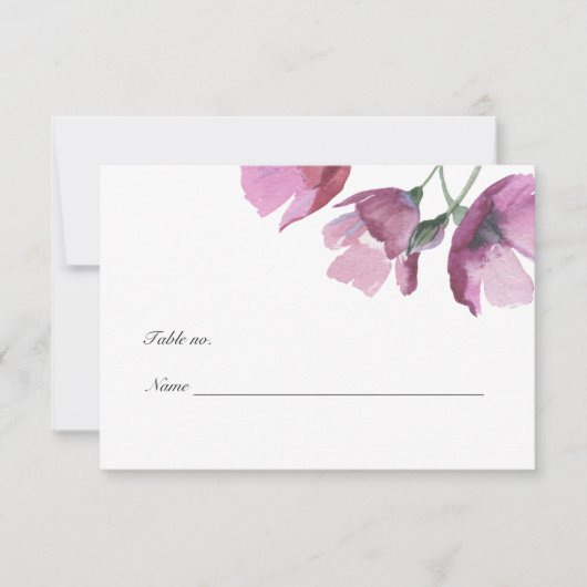 Carte de table de mariage à l'aquarelle violette f (Devant)