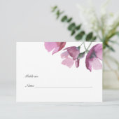 Carte de table de mariage à l'aquarelle violette f (Debout devant)